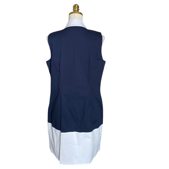 SAIL TO SABLE (STS) Colorblock Navy & White Sleeveless Shift Dress Women’s Sz L - Picture 7 of 11